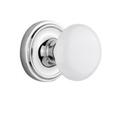 White Porcelain Interior Mortise Door Knob with Classic Rosette