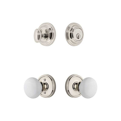 Ensemble de rosette Grandeur Georgetown avec bouton Hyde Park en nickel poli