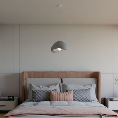 Elegant Adjustable Chandelier, Concrete Grey, 13 x 10.2 x 7.5 inches | Polymeric Composite Body & Cap, Height: 8.3 - 47.2 inches | 1 x E27 Socket (Max 40W), Perfect for Modern Dining & Living Spaces, Stylish & Functional Design