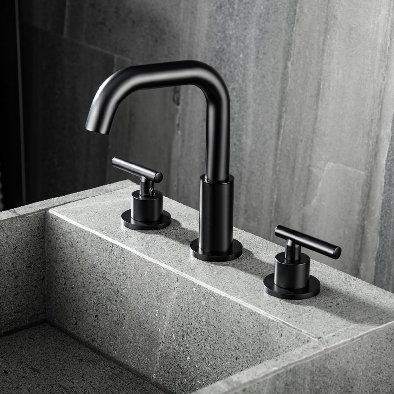 Robinet de salle de bain 5,19 "à 3 trous, moderne à 2 poignées avec aérateur amovible, Noir mat