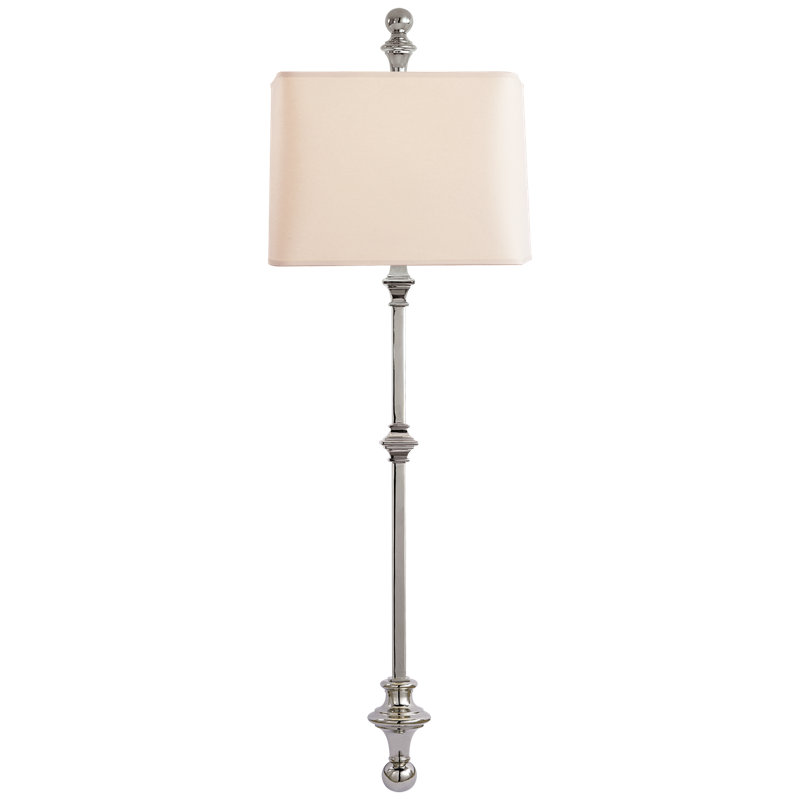 Chapman & Myers Cawdor Stanchion Wall Light, Polished Nickel, Fabric