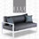 Elle Decor Paloma Outdoor Weather-Resistant Metal Frame Sofa, White