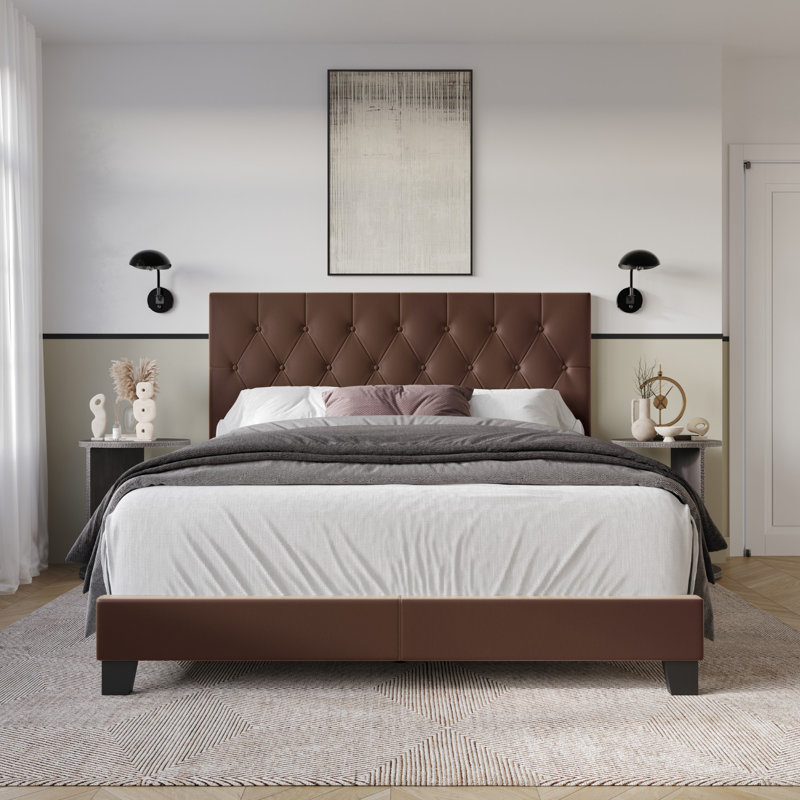 Lit tapissier Araseli, Grand, Marron