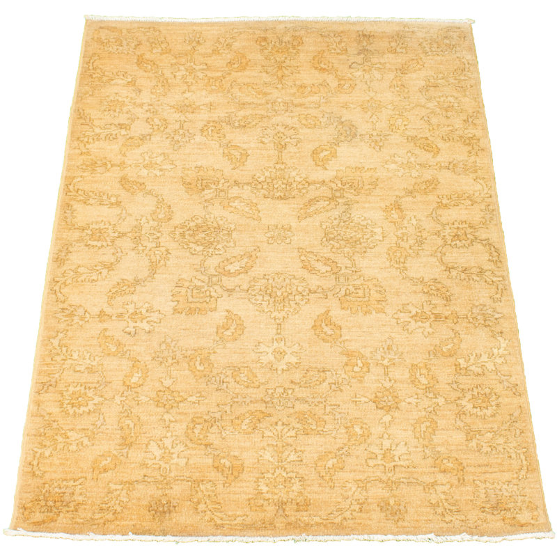 Tapis unique en laine noué à la main Oushak beige et cuivre 4 pi x 5 pi 10 po nouvel âge 18/20