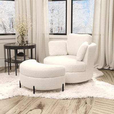 Swivel Accent Chair With Storage Ottoman