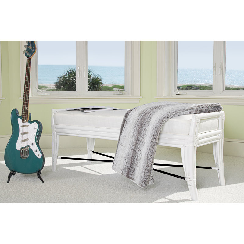 Malacca Upholstered Bench, Pool Blue