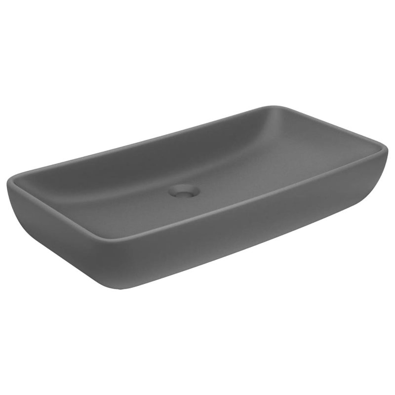 Belfry Bathroom Mcneely 710mm L x 380mm W Ceramic Rectangular Sink, Dark Grey