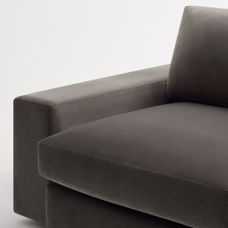 Esker Chaise Sectional, Left Hand Facing, Storm Velvet