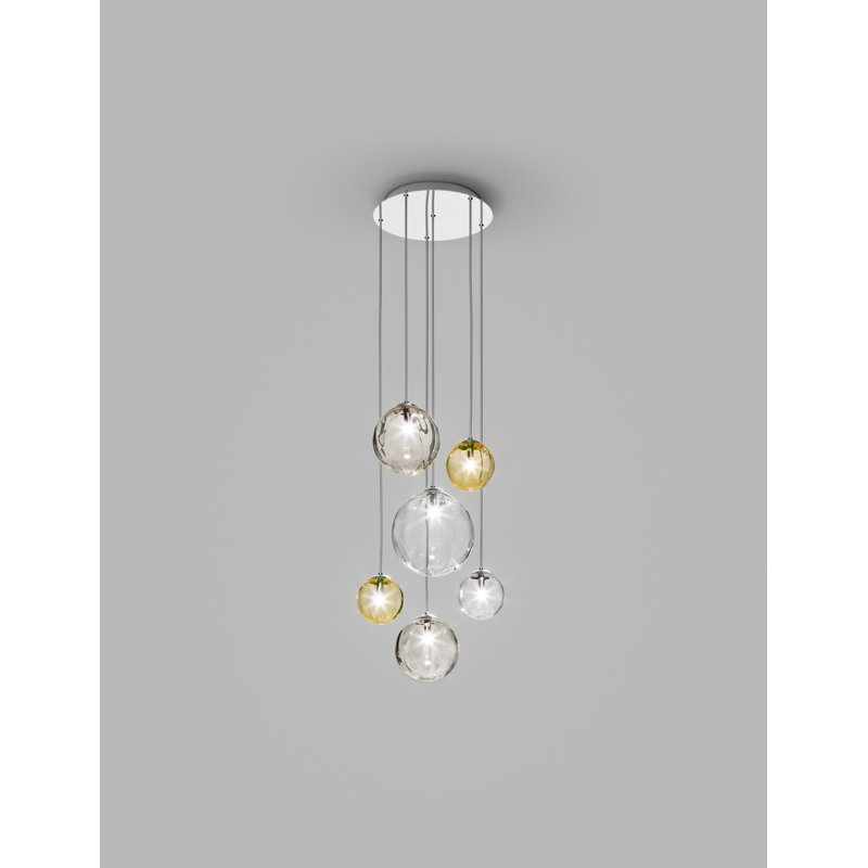 Puppet 6 - Light Pendant, Crystal Transparent/Smoky Transparent, Glossy Chrome