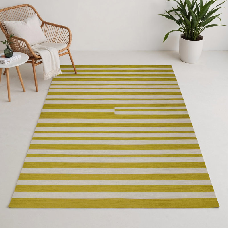 Tapis intérieur / extérieur beige HorizontalStripes, Rectangulaire 3 pi x 5 pi