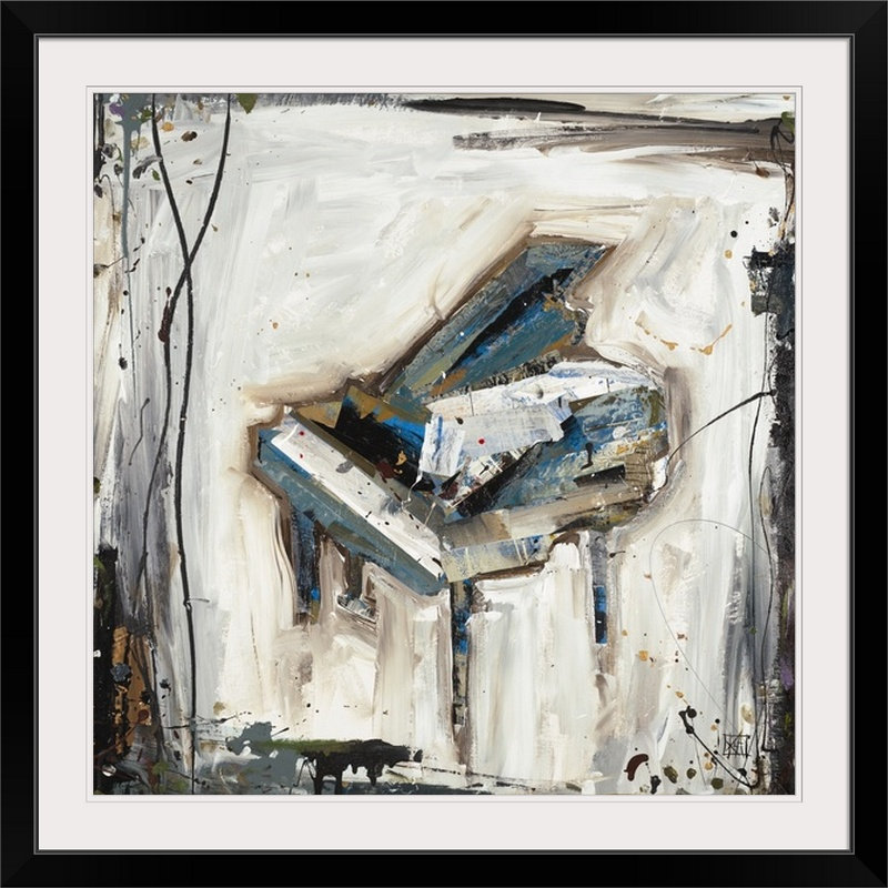 Reproduction d’art sur toile, "piano" par kelsey hochstatter, H 20" x l 20" x P 1", Cadre noir