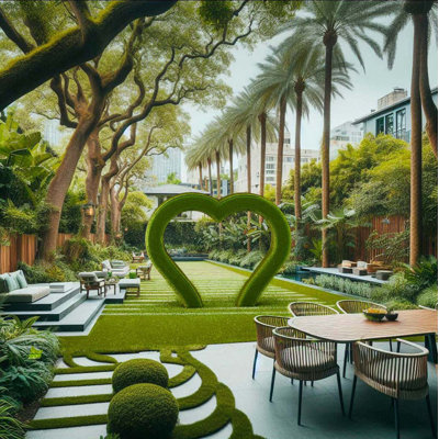 Outdoor Heart Arch Topiary Green Figures