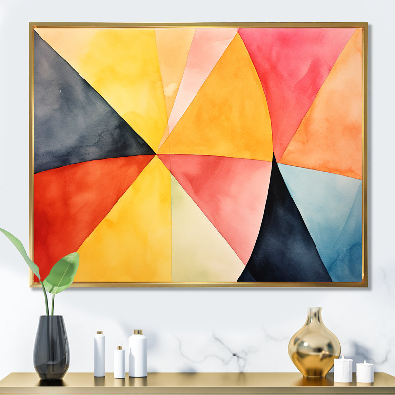 Geometric Soft Colours Tiles I - Geometric Wall Art, Gold Floater Framed, 30" H x 40" W x 1.5" D