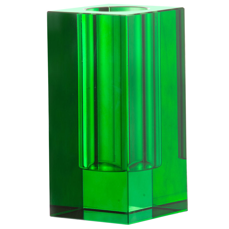 Vase de table en verre Huntingburg, Vert, H 7,9 po x l 3,9 po x P 3,9 po