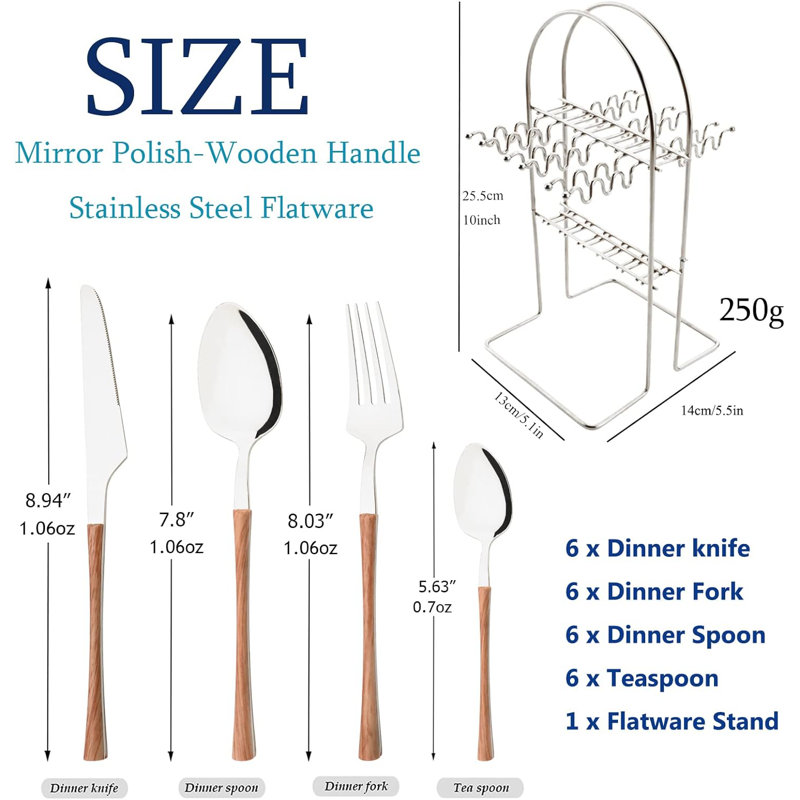 House Of Hampton® Jephthah Stainless Steel Flatware Set - Service for 6, Brown/Silver