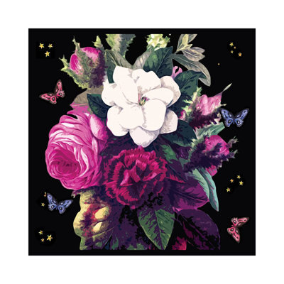 Flowers And Butterflies In The Night by Art Mirano - Wrapped Canvas Print