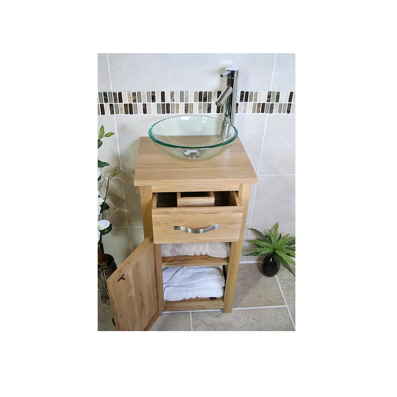 Cowgill 401 mm Freestanding Single Vanity with Vessel Glass Basin