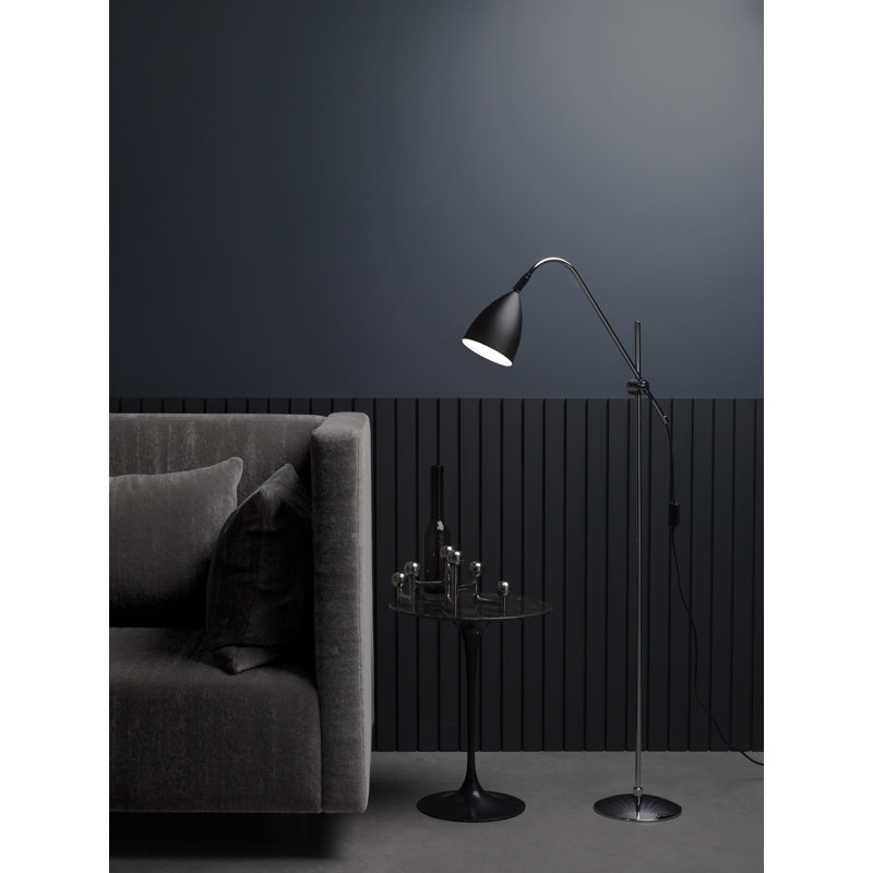 Joel Task Floor Lamp, Polished Chrome, Matt Black