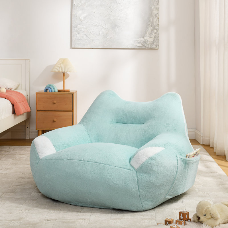 Bean Bag Sofa Chair With Side Pocket, Lazy Sofa, Blue