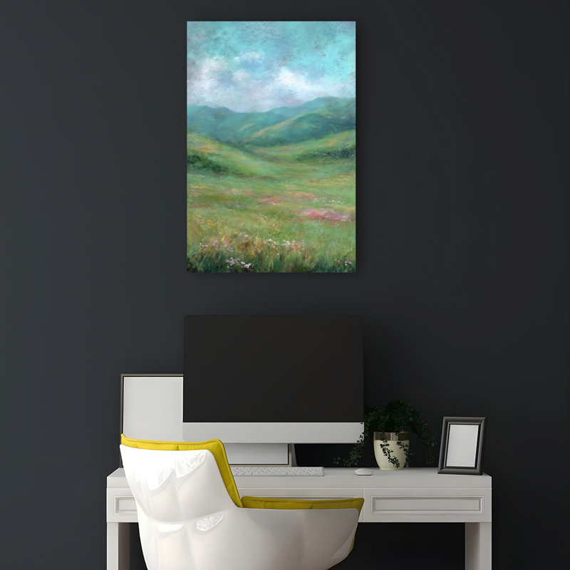 Impression d'art contemporain abstrait Fairytale Mountain, 18" H x 12" W