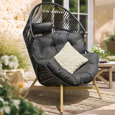 Belul Outdoor & Indoor Wicker Egg Chair UV 2000 Hours Material, Flame Retardant Tested Cushion