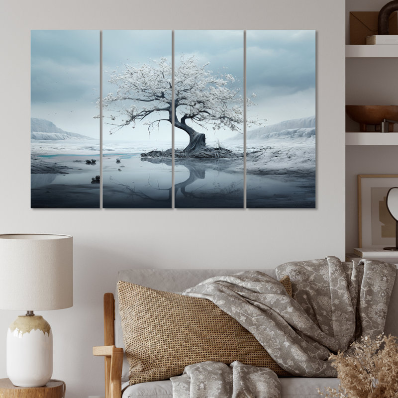 Arbre monochromes éthéré Reverie II sur toile, 4 pièces
