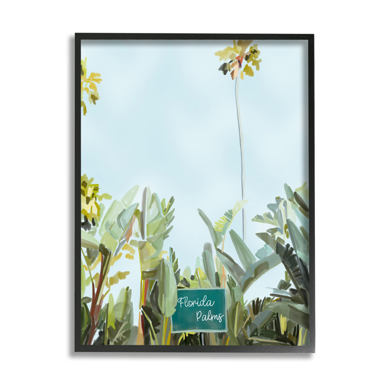 «Florida Palms Botanicals» encadré sur bois par Amelia Noyes, impression, Giclée encadrée noir minuit
