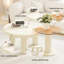 Table basse de salon beige crème, à bord arrondi, facile à monter et à entretenir, avec assemblage de bords, style moderne