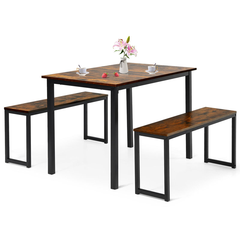 2 - Person Four Leg Dining Set, Coffee, Coffee/Black