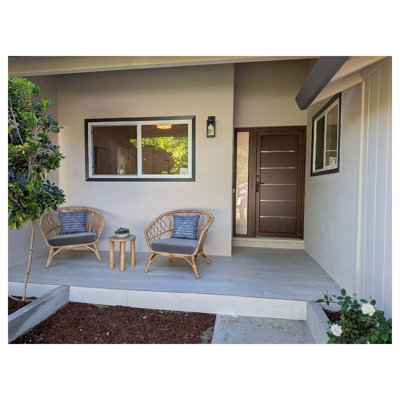 Front Exterior Prehung uPVC Metal-Plastic Door Manux 8415 Walnut 2 Side Sidelite Transoms Office Commercial and Residential Doors Entrance Patio Garage 68 x 80 (W16+36+16 x H80) Right hand Inswing