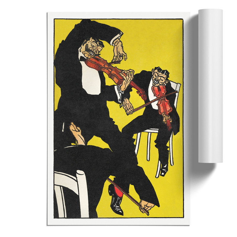 Violin Players by Moriz Jung - Unframed Painting, 30cm H x 21cm W x 0.1cm D