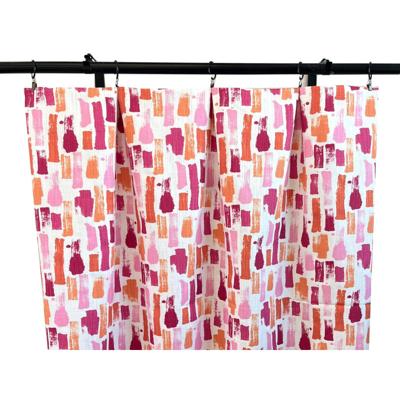Rideaux géométriques abstraits roses et orange, l 50 po x L 60 po