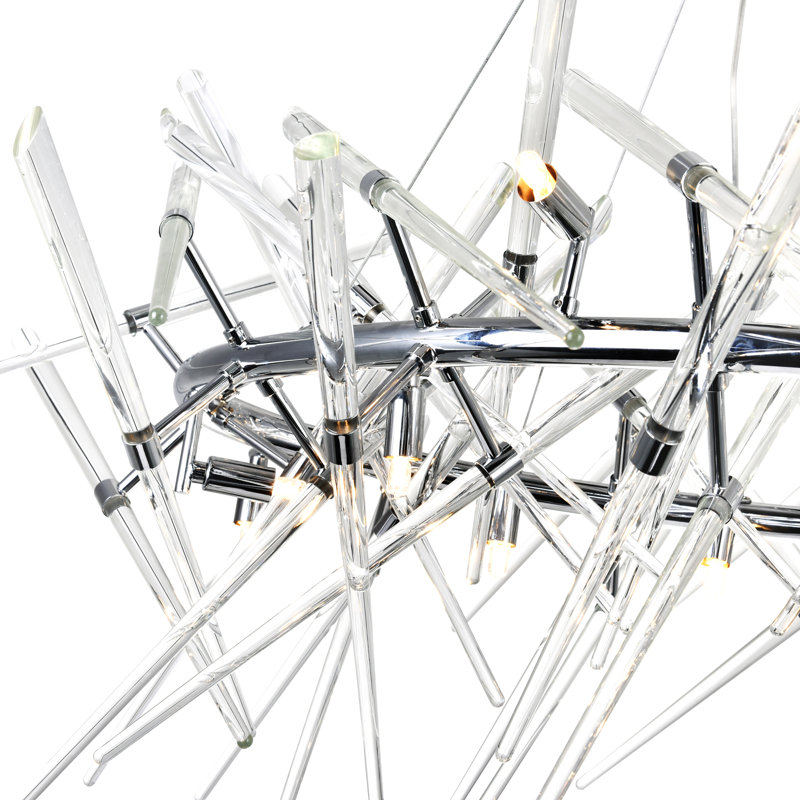 12 Light 42in Chandelier in Chrome – Modern Crystal Ceiling Light Fixture for Dining Room, Foyer, or Bedroom