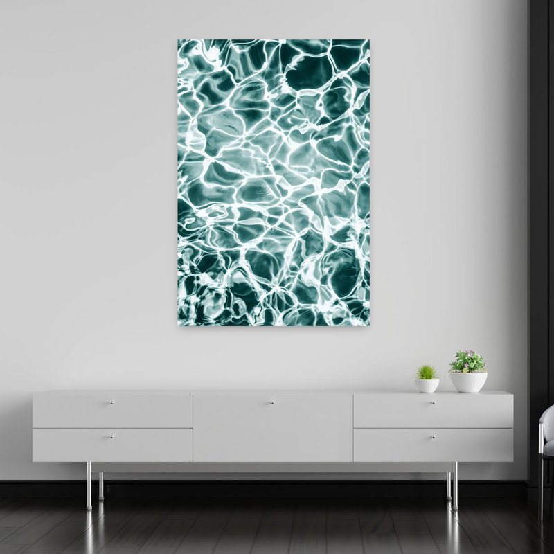 Art mural abstrait turquoise, H 60 po x l 40 po
