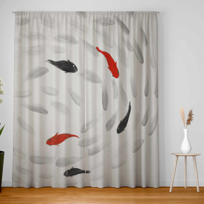 Swimming Fish Swirl Blackout Curtains Pair | Home Decor