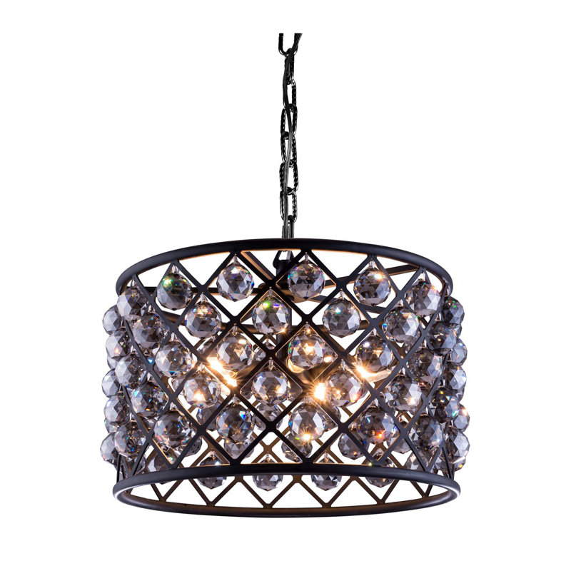 Swinney 6 - Light Dimmable Drum Chandelier, Mocha Brown, Silver Shade (Grey)