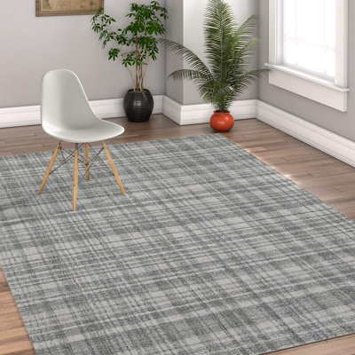 Tapis ivoire en laine à carreaux Bakstran