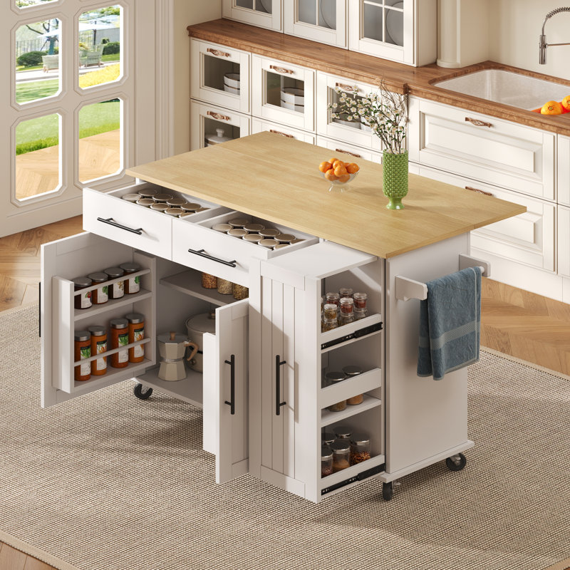 120 cm W Kitchen Island with Top, White
