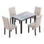 Ensemble de salle à manger moderne 5 pièces TREXM, table en marbre avec 4 chaises rembourrées, design compact pour les petits espaces, idéal pour la cuisine et la salle à manger-1948532209