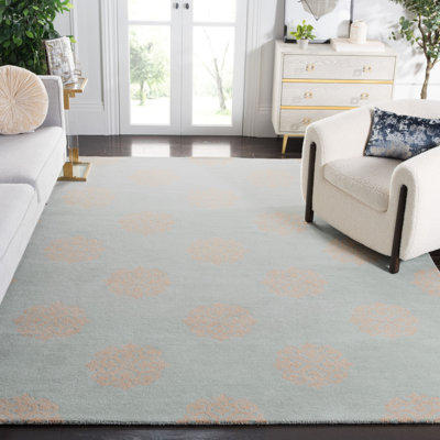 Tapis turquoise / jaune en laine / viscose touffeté à la main Steve