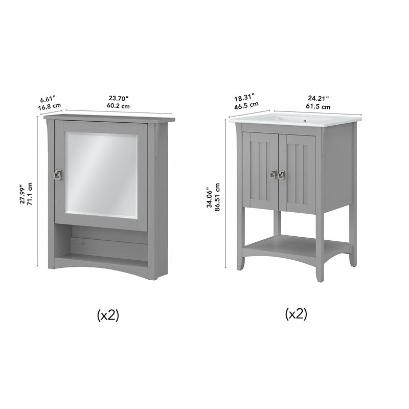  Ensemble de meuble-lavabo double 24 "avec miroir