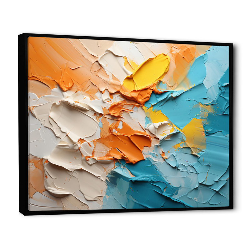 Abstraction rythmique Gereon I, H 34 po x l 44 po x P 1,5 po, Cadre flottant noir