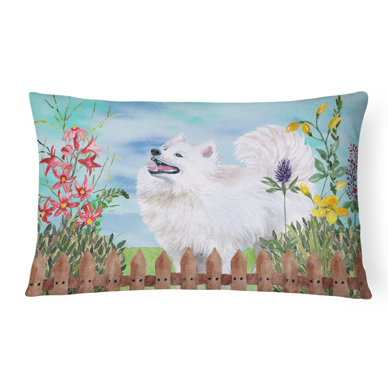  Samoyed Spring Indoor/Outdoor Throw Pillow