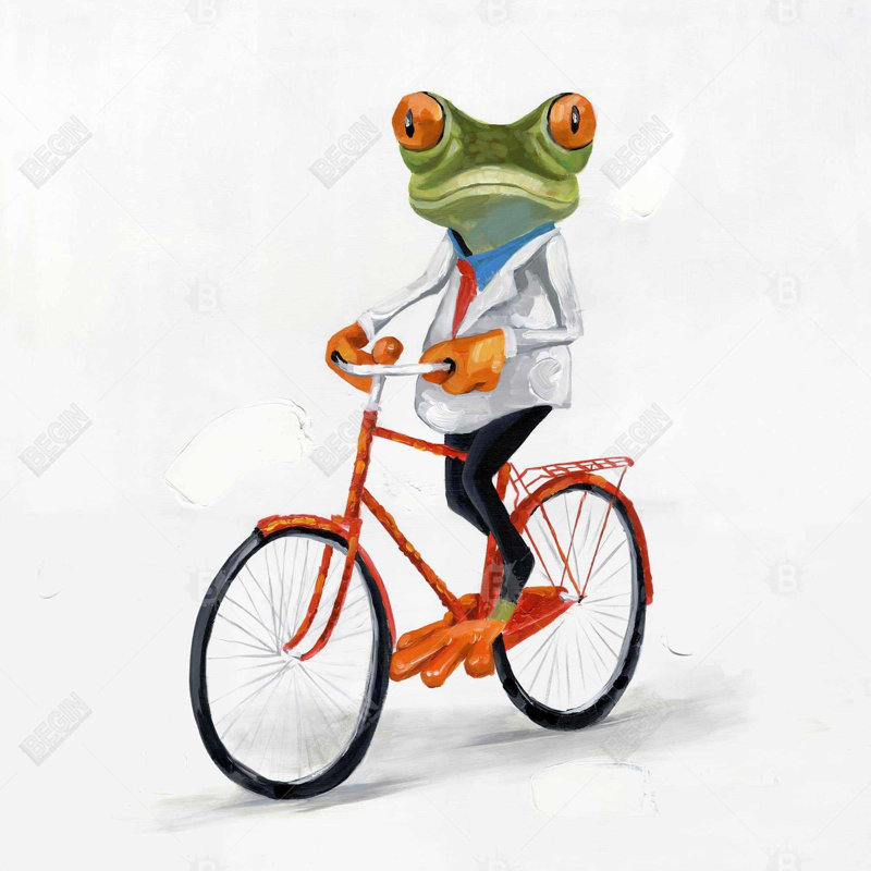 " Funny Frog Riding A Bike "