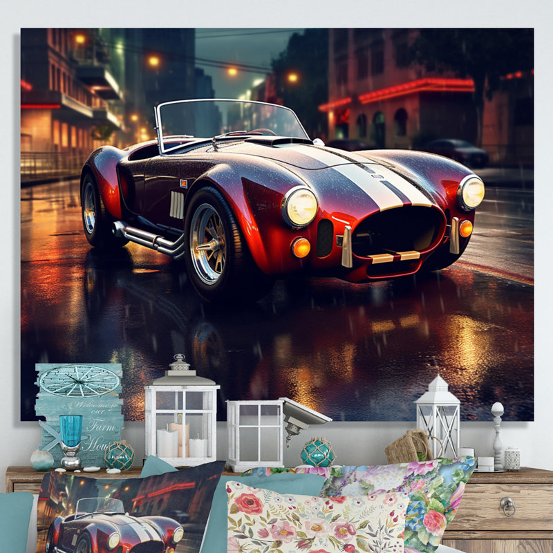 Classics Cobra Car At Night II sur impression sur toile, H 30 po x l 40 po x P 1,5 po, Toile tendue