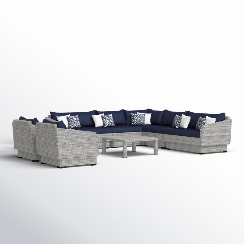 Cannes 9 Piece Seating Group with Cushions, Canvas Navy Sunbrella® Canvas