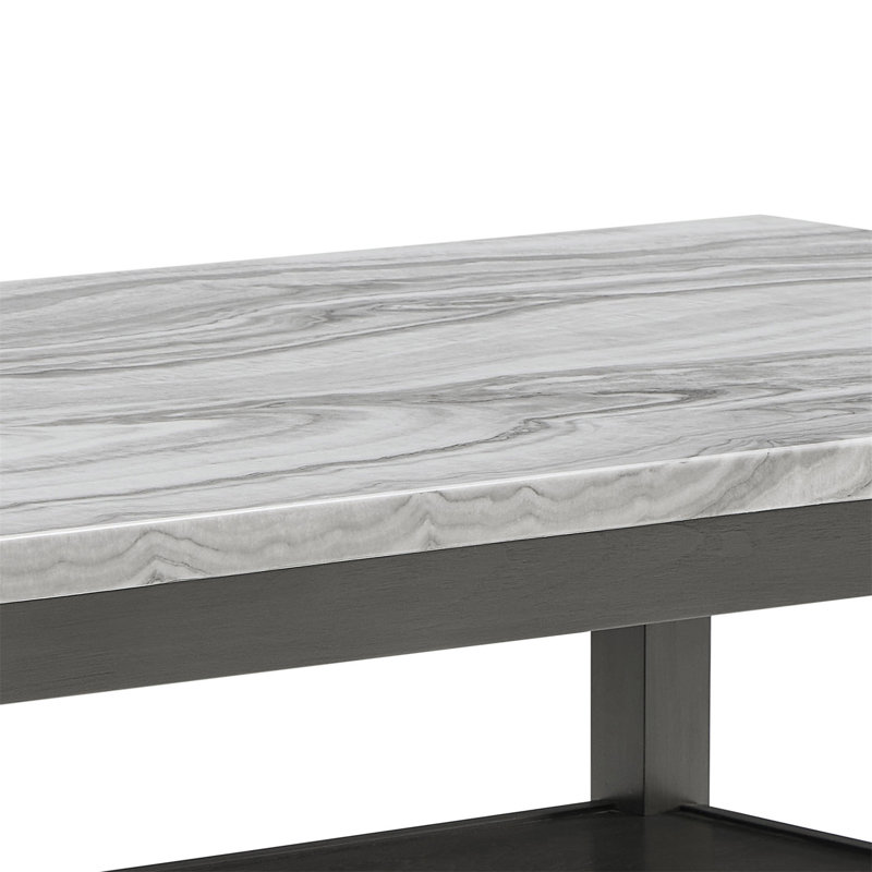 Table de salle à manger rectangulaire 60 po avec plateau de rangement en bois gris Selena