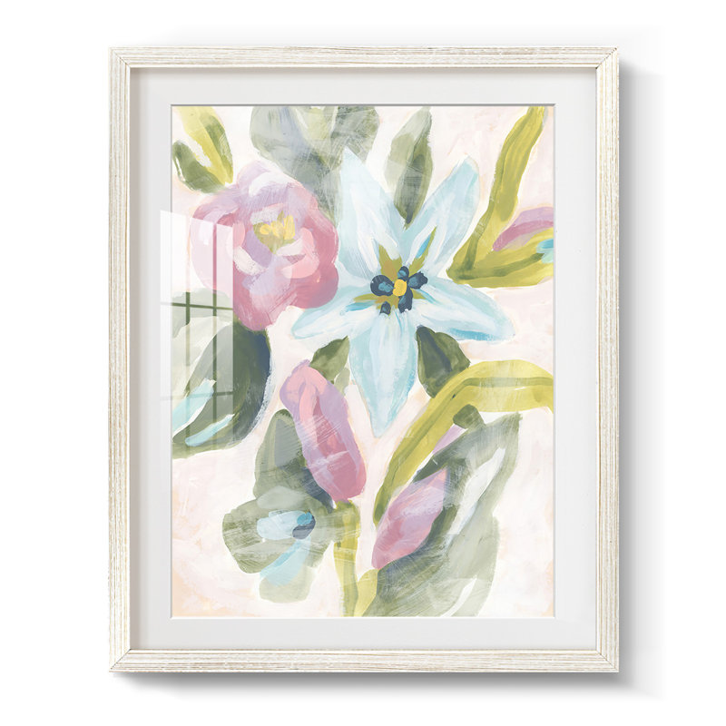 Floral Breeze Fresco I - impression encadrée, H 19,5 po x l 16,5 po, Blanc