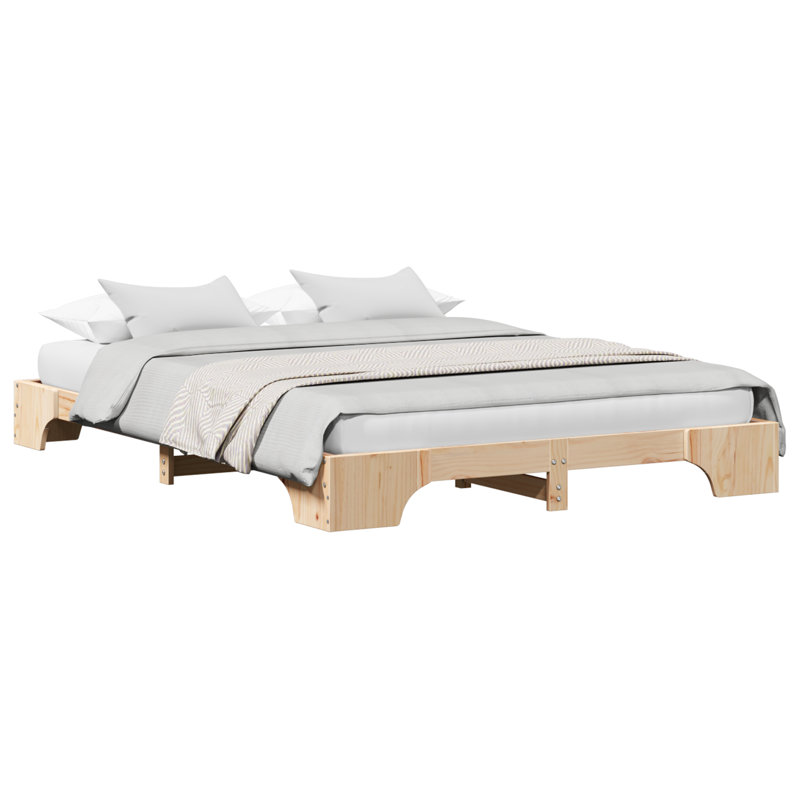 Bed Frame Solid Pine Wood, Kingsize (5'), Natural