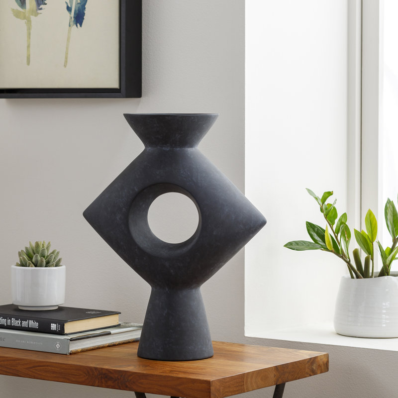 Fitzpatrick Ceramic Table Vase, Dark Gray